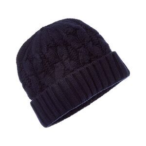 Amicale Cashmere Chunky Cable Cuffed Wool & Cashmere-Blend Hat, Blue